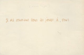 Item #2244 A handwritten sentence by Teige (Je me souviens tous les jours à vous.). Karel Teige