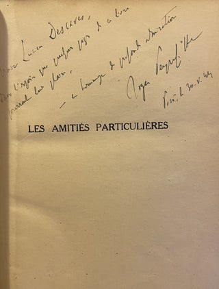 Les amitiés particulières. Roman.