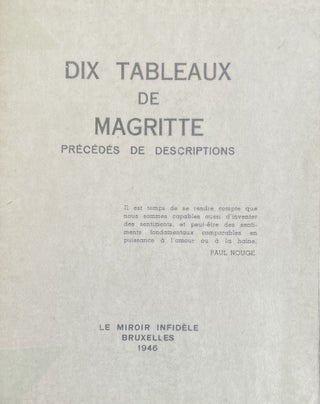 Item #2309 Dix Tableaux de Magritte. Precedes de descriptions. Rene Magritte