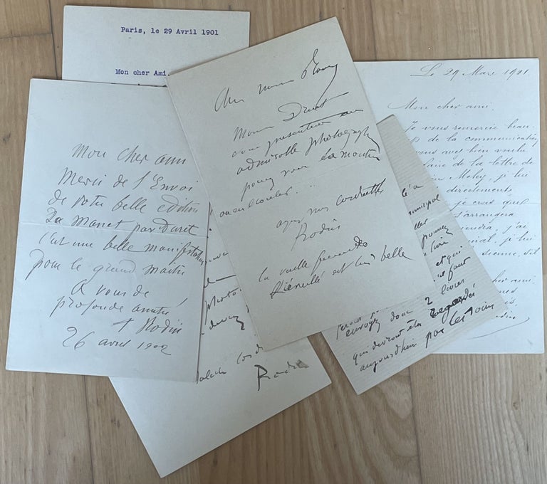 Item #2373 5 autograph and 1 typed letter to Henri Floury. Rodin Auguste.