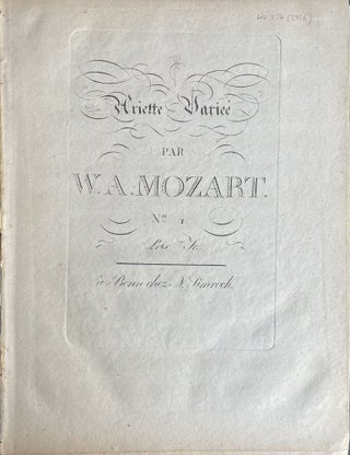 Item #2400 [Ariette Varieé VII.] Ariette Varieé par W. A. Mozart. No. I. Prix Fr. [Fünf...