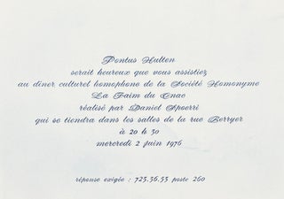 La Faim du C.N.A.C. Dîner de la Société Homonyme (Menu with invitation card)
