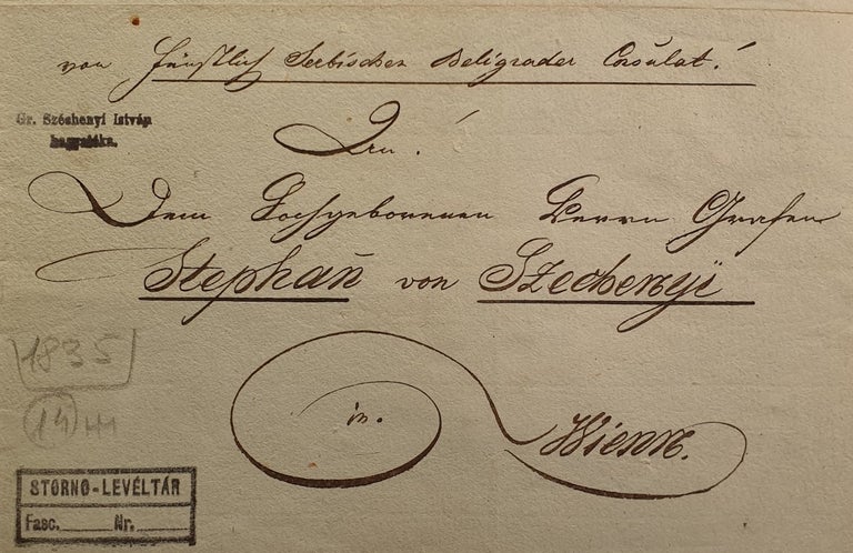 Item #2440 Széchenyi Istvánhoz írt levél borítékja 1835-ből (Envelope of a letter to István Széchenyi from 1835)