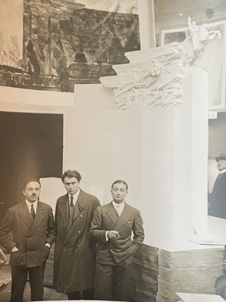 Item #2443 Vintage photo of Jacques Zwobada, René Letourneur in front of the monument of Simón...