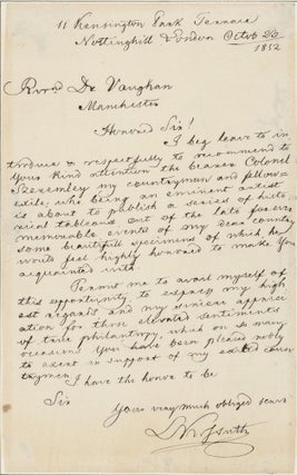 Item #2451 Autograph letter to Dr. Vaughan. Lajos Kossuth
