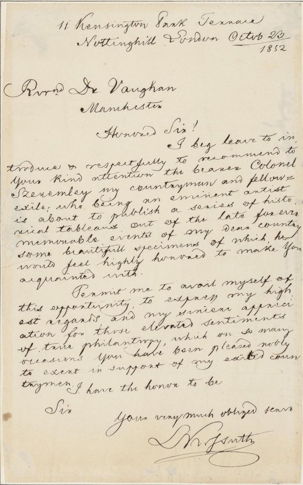 Item #2451 Autograph letter to Dr. Vaughan. Lajos Kossuth.