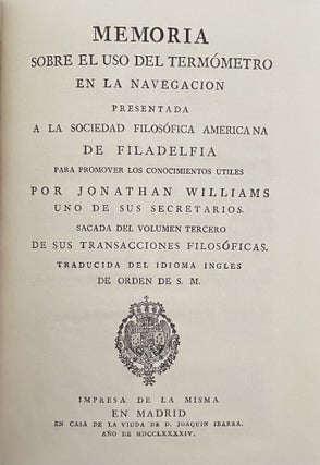 Item #2475 Memoria sobre el uso del termómetro en la navegacion presentada a la Sociedad...