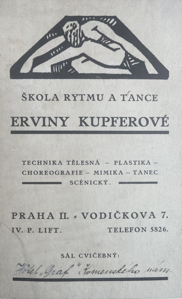 Item #2516 Skola rytmu a tance Erviny Kupferové (Leaflet of Erviny Kupferové's dance school)