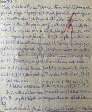 Item #2562 Letter to his brother from the Death row. Mihály Kolosváry-Borcsa