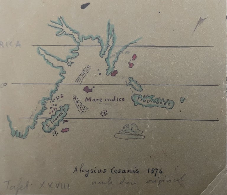 Item #2583 [Seychelles] Author’s Notes and 38 Copies of Maps Related to His Book “Unpublished Documents on the History of the Seychelles Islands Anterior to 1810”. Albert-Auguste Fauvel.