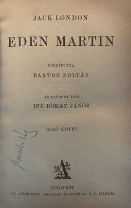 Item #2631 Eden Martin. Jack London