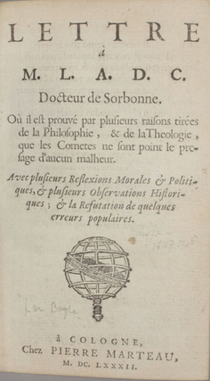 Item #2661 Lettre à M. L.A.D.C. docteur de Sorbonne. Où il est prouvé par plusieurs raisons...