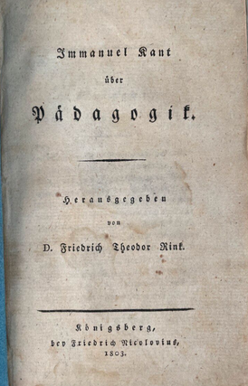 Item #2663 Immanuel Kant über Pädagogik. Friedrich Theodor Rink
