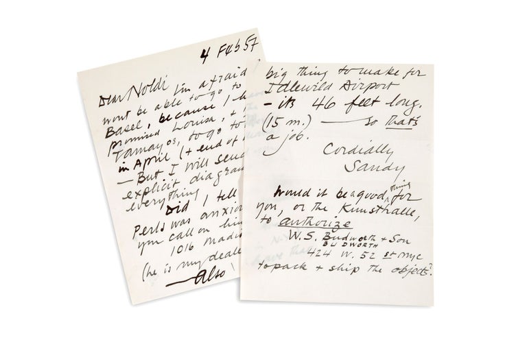 Item #2701 Autograph letter to Arnold Rudlinger. Alexander Calder.
