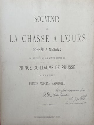 Souvenir de la chasse à l'ours donnée à Nieswiez en l'honneur du Prince Guillaume de Prusse.