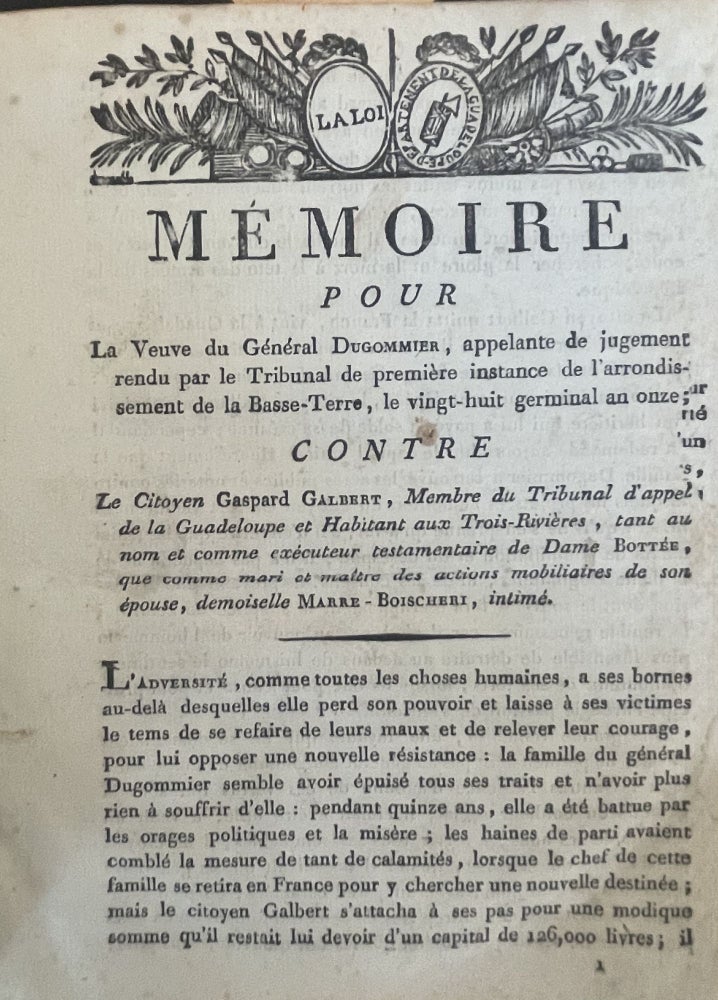 Item #2741 [Guadeloupe; Legal Briefs] Fourteen Unrecorded Guadeloupe Imprints, a Unique Collection of Legal Briefs.