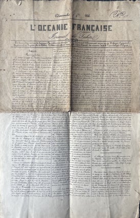 Item #2754 L’océanie française. Journal de Tahiti. Dimanche 8 7bre 1844. No. 19. Edmond de...