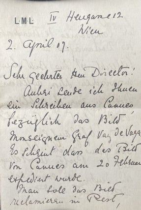 Item #2767 Two autograph letter to Lajos Ernst. Philip de Lászl&oacute