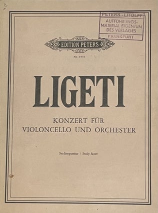 Item #2804 Konzert für Violoncello und Orchester. György Ligeti
