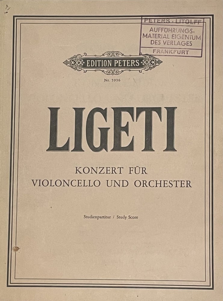 Item #2804 Konzert für Violoncello und Orchester. György Ligeti.