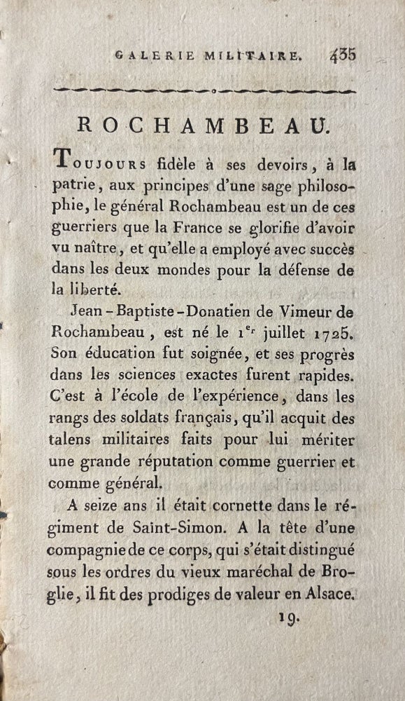 Item #2821 Rochambeau. [Excerpted from Galerie militaire, ou notices historiques […].]. François Babié de Bercenay, L. Beaumont.