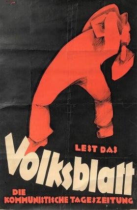 Item #2835 "Lest das Volksblatt die kommunistische Tageszeitung" Vintage Poster. Laszlo Peri