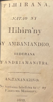 Item #2931 [Madagascar hymn book]. Fihirana natao ny Hihira'ny ny Ambaniandro hiderana...