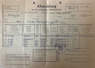 Item #2949 Departure sheet of Miklós Horthy and his family from Weilheim, Germany to Portugal....