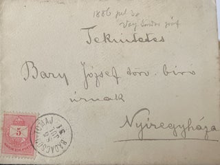 Letter to József Bary (the judge of the Tiszaeszlár affair)