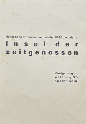Item #2968 Gallery opening brochure. Hanns Hopp, Otto dix Paula Modersohn- Becker, Paul Klee,...
