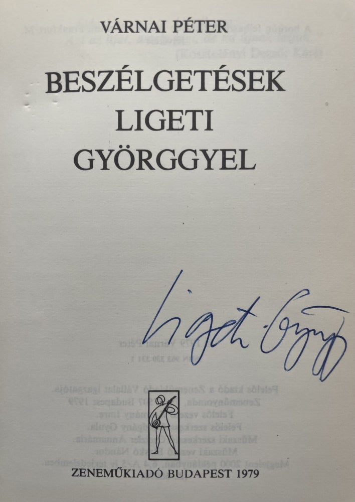 Item #2978 Beszélgetések Ligeti Györggyel (Conversations with György Ligeti). Péter Várnai.