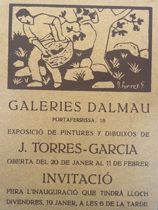 Item #3033 Invitation card for Joaquín Torres-García's exhibition. Joaquín...