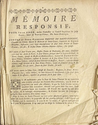 Item #3065 [Caption title:] Mémoire responsif, pour Jean Siber, ancien Conseiller au Conseil...