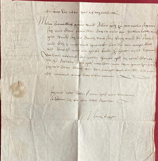 Item #3134 Autograph letter. Markus Fugger von der Lilie, Marx