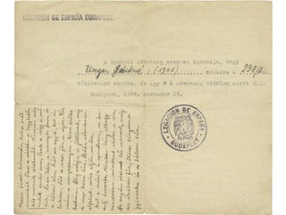 Item #3139 Protection Letter Issued by the Spanish Embassy in Budapest. Giorgio Perlasca