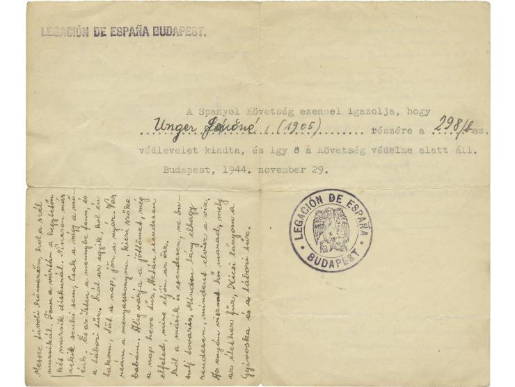 Item #3139 Protection Letter Issued by the Spanish Embassy in Budapest. Giorgio Perlasca.