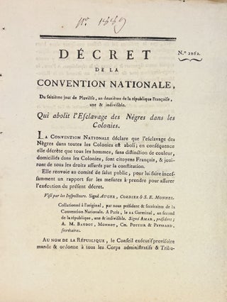 Item #3208 [Décret d'abolition de l'esclavage du 4 février 1794] [Law of 4 February 1794]...