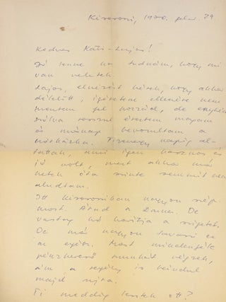 Handwritten letter. Peter Nadas.
