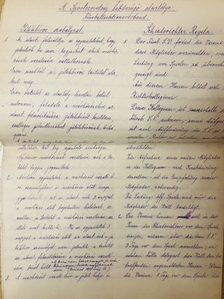 Constitution of POW camp's sports associations (include the football rules of the camp. Stobbe K&aacute;lm&aacute;n.