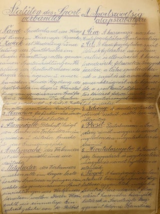 Constitution of POW camp's sports associations (include the football rules of the camp)
