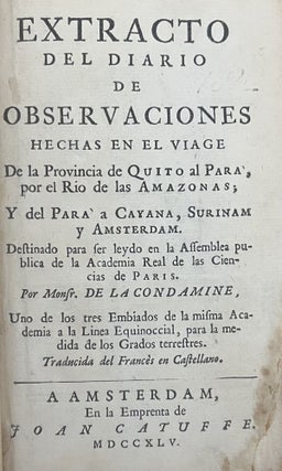 Item #3525 Extracto del diario de observaciones hechas en el viage De la Provincia de Quito al...