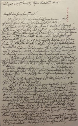 Item #3842 Autograph letter in German. Karl Maria Kertbeny