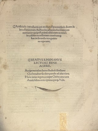 Item #3861 Artificialis introductio per modum eEpitomatis in decem libros Ethicorum Aristotelis:...