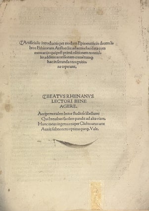 Item #3861 Artificialis introductio per modum eEpitomatis in decem libros Ethicorum Aristotelis:...