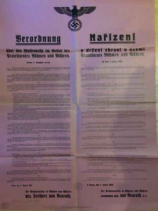 Verordnung &uuml;ber den Waffenbesitz im Gebiet des Protektorates B&ouml;hmen und M&auml;hren. Vom 1. August...