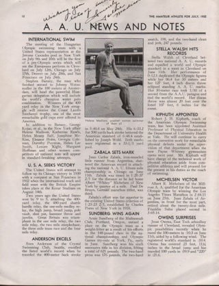 The Amateur Athlete. Official Publication A[mateur]. A[thlete]. U[nion]. of the United States. Olympic Issue. July, 1932.