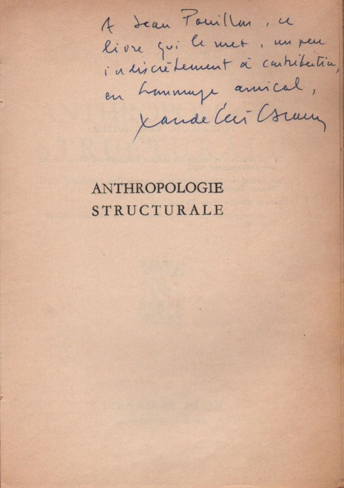 Item #504 Anthropologie structurale. Avec 23 illustrations dans le texte et 13 illustrations hors-texte. Claude Lévi-Strauss.