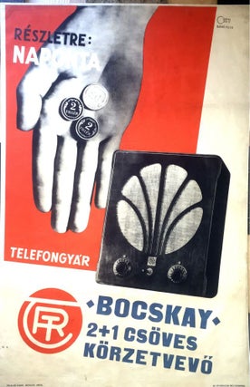 Item #564 Advertisement Poster for “Bocskay” Radio Reciever. Tihamér Csemiczky
