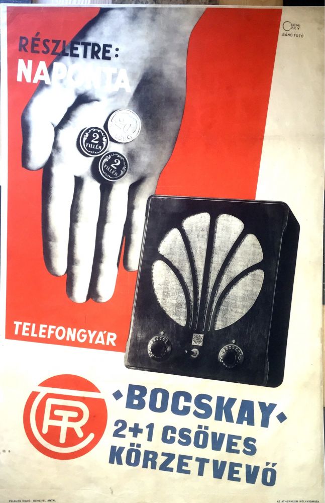Item #564 Advertisement Poster for “Bocskay” Radio Reciever. Tihamér Csemiczky.