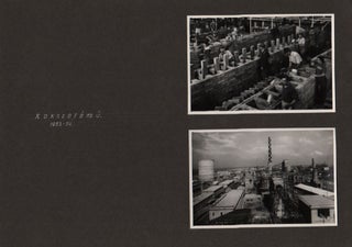 [Photo Album of Metallurgical Furnace Constructor Corporation. 1950–1954.][Caption Title:] Vaskohászati Kemenceépítő Vállalat. 1950–1954. [Title:] Négy esztendő képekben. Bokody István Elvtársnak négy éves igazgatói működése alkalmából szeretettel a Vállalat.dolgozói. [Metallurgical Furnace Constructor Corporation. 1950–1954.]